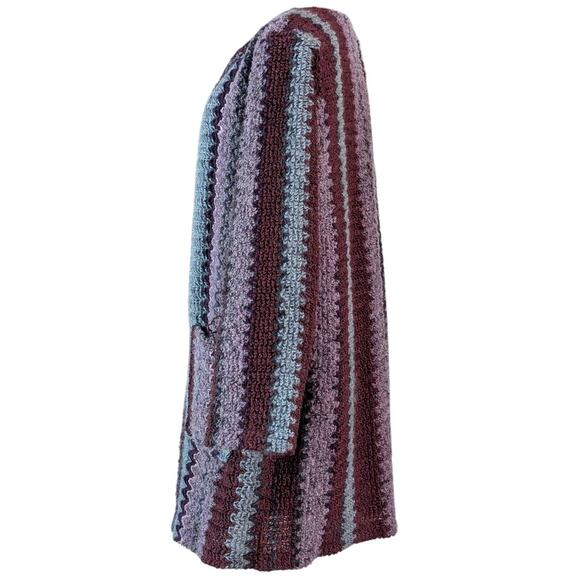 Vintage Ample Jacs California Chunky Purple Hues Knit Long Cardigan Whimsigoth - Picture 2 of 6